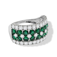Lab Grown Emerald, Luxuriant Lab Grown Diamond (SI1) (1.29 cts) Ring in Sterling Silver (Size 10.0) 3.10 ctw