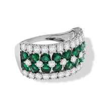 Lab Grown Emerald, Luxuriant Lab Grown Diamond (SI1) (1.29 cts) Ring in Sterling Silver (Size 10.0) 3.10 ctw