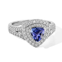 Certified & Appraised D'Joy Premium Tanzanite, Moissanite Ring in Rhodium Over Sterling Silver (Size 5.5) 2.00 ctw