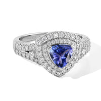 Certified & Appraised D'Joy Premium Tanzanite, Moissanite Ring in Rhodium Over Sterling Silver (Size 5.5) 2.00 ctw