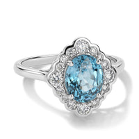 Certified & Appraised 10K White Gold AAA Cambodian Blue Zircon, Luxuriant Lab Grown Diamond (G-H, SI) (0.54 cts) Ring (Size 10.0) 3.60 ctw