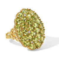 EverTrue Hebei Peridot, White Zircon Ring in 18K YG Plated (Size 8.0) 5.25 ctw
