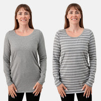 La Marey - Set of 2 Magenta and Ink Side Ruching Long Sleeve Tops - Large