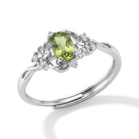 Hebei Peridot and Simulated Diamond Ring in Silvertone (Adjustable) 3.00 ctw