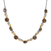 EverTrue Autumn Alexite, White Zircon Autumn Blossom Necklace (18 Inches) in 18K YG Plated and Platinum Bond (Ships in 5-7 Days) 9.15 ctw