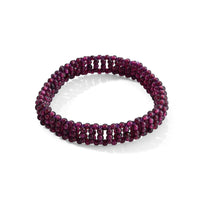 Rhodolite Garnet Beaded Double Row Bracelet in Silvertone (6-6.5Inches) 60.00 ctw