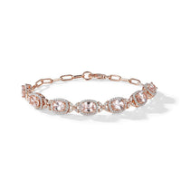 D'Joy Premium Pink Morganite, Moissanite Blush Sparkle Bracelet in 18K Vermeil RG Over Sterling Silver (6.50 In) 6.60 ctw