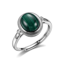 African Malachite, Simulated Diamond Ring in Silvertone (Adjustable) 4.00 ctw