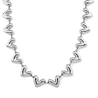 Chunky V-Link Chain Necklace in Silvertone (20-22 Inches)