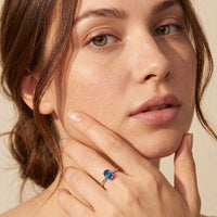 Luxuriant Lab Grown Blue Diamond (IR) SI 1.00 ctw Ring in Rhodium Over Sterling Silver