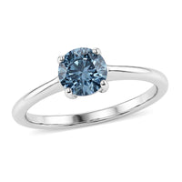 Luxuriant Lab Grown Blue Diamond (IR) SI 1.00 ctw Ring in Rhodium Over Sterling Silver
