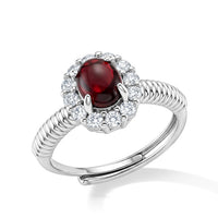 Mozambique Garnet and Simulated Diamond Ring in Silvertone (Adjustable) 4.00 ctw