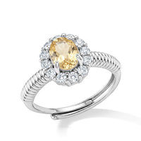 Brazilian Citrine and Simulated Diamond Ring in Silvertone (Adjustable) 4.00 ctw