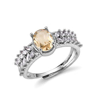Brazilian Citrine and Simulated Diamond Ring in Silvertone (Adjustable) 3.00 ctw