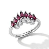 Orissa Rhodolite Garnet and Simulated Diamond Ring in Silvertone (Adjustable) 1.10 ctw