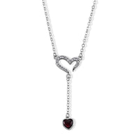 Orissa Rhodolite Garnet and Simulated Diamond Necklace (18-19 Inches) in Silvertone 2.00 ctw