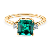 Luxuriant 9K Yellow Gold  AAA   Lab Grown Columbian Emerald ,  Lab Grown Diamond  VS Solitaire Ring ,  Gold Wt. 3.21 g 3.20 ctw