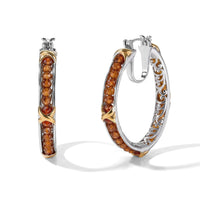EverTrue Hessonite Garnet 15.00 ctw Beaded Hoop Earrings in 18K YG Plated and Platinum Bond