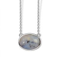 EverTrue Porcelain Jasper 9.90 ctw Necklace (18 Inches) in Platinum Bond and Stainless Steel