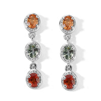 D''Joy Multi Sapphire 1.65 ctw Earrings in Rhodium Over Sterling Silver