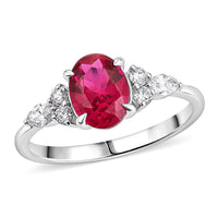 Lab Grown Ruby and Lab Grown Diamond SI1 1.67 ctw Ring in Sterling Silver (Size 10.0)