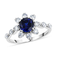Lab Created Blue Sapphire and Lab Grown Diamond SI1 1.81 ctw Ring in Sterling Silver (Size 10.0)
