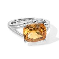 D''Joy Brazilian Citrine and White Zircon 3.80 ctw Solitaire Ring in Rhodium Over Sterling Silver (Size 10.0)