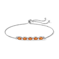 D''Joy Fire Opal and White Zircon 0.65 ctw Bolo Bracelet in Rhodium Over Sterling Silver