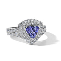 Certified and Appraised D'Joy Premium Tanzanite and Moissanite 2.00 ctw Ring in Rhodium Over Sterling Silver (Size 10.0)
