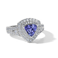 Certified and Appraised D'Joy Premium Tanzanite and Moissanite 2.00 ctw Ring in Rhodium Over Sterling Silver (Size 7.0)
