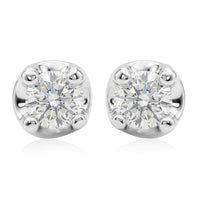 Luxuriant Lab Grown Diamond (G-H, SI) Stud Earrings in Rhodium Over Sterling Silver 0.20 ctw