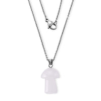 White Jade 23.00 ctw Pendant Necklace (20 Inches) in Stainless Steel