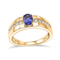 Premium Tanzanite, Luxuriant Lab Grown Diamond (G-H, SI) (0.30 cts) Ring in 18K Vermeil YG Over Sterling Silver (Size 10.0) 1.30 ctw