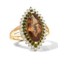 EverTrue Autumn Alexite, Multi Gemstone Radiant Forest Flame Ring in 18K YG Plated (Size 7.0) 5.00 ctw