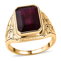 D'Joy Premium Niassa Ruby (FF) Men's Ring in 18K Vermeil YG Over Sterling Silver (Size 11.0) 10.50 ctw