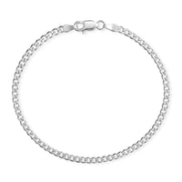 3.5mm Curb Chain Necklace in Rhodium Over Sterling Silver 24 Inches 15 Grams
