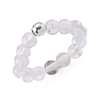 Clear Quartz 15.00 ctw Beaded Ring in Silvertone (Size 5.0)