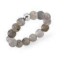 Labradorite 15.00 ctw Beaded Ring in Silvertone (Size 6.0) - Sticky add to cart bar