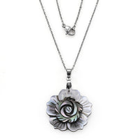 Mother Of Pearl Flower Pendant Necklace
