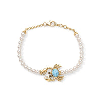 GP AAA Larimar, Multi Gemstone Fancy Bracelet in 18K Vermeil YG Over Sterling Silver (7.25 In) 2.35 ctw
