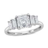 IGI Certified 10K White Gold Luxuriant Asscher Cut Lab Grown Diamond (VS) Royal Palace Radiance Ring (Size 6.0) 2.00 ctw