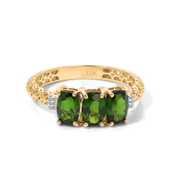 10K Yellow Gold Premium Chrome Diopside, Diamond (I2) Mirage Ring (Size 10.0) 1.80 ctw