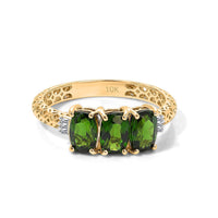10K Yellow Gold Premium Chrome Diopside, Diamond (I2) Mirage Ring (Size 10.0) 1.80 ctw