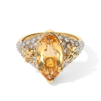 GP Premium Brazilian Citrine, White Zircon Ring in 18K Vermeil YG Over Sterling Silver (Size 9.0) 6.10 ctw