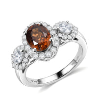D''Joy Premium Red Zircon, Moissanite Ring in Rhodium Over Sterling Silver (Size 10.0) 2.80 ctw