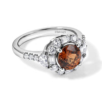 D''Joy Premium Red Zircon,Moissanite Ring in Rhodium Over Sterling Silver (Size 10.0) 2.90 ctw