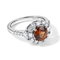D''Joy Premium Red Zircon,Moissanite Ring in Rhodium Over Sterling Silver (Size 10.0) 2.90 ctw