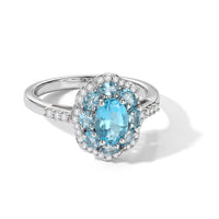 D'Joy Premium Betroka Blue Apatite, Moissanite Ring in Rhodium Over Sterling Silver (Size 10.0) 1.90 ctw