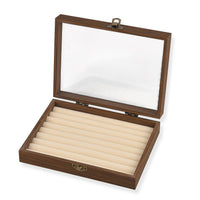 Livmore Cream Wood Box with Glass Window Jewelry Box with Ring Box (7.87"x5.9"x2")
