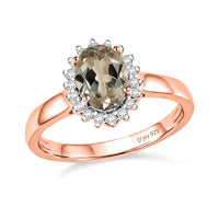 D'Joy AAAA Turkizite and Diamond Ring in 18K Vermeil Rose Gold Over Sterling Silver (Size 10.0) 1.49 ctw